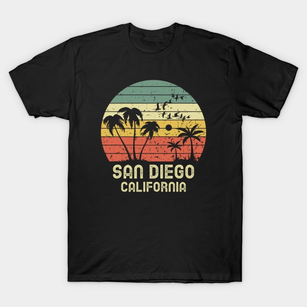 San Diego California Retro Vintage Sunset Aesthetic T-Shirt by Inspire Enclave